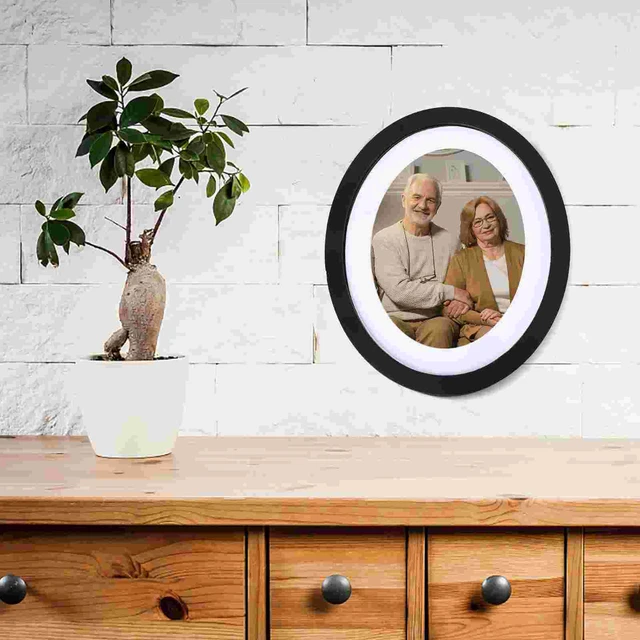 Wood Picture Frames Oval Shape Wall Glass Photo Frame Desktop Picture Frame  for Home Office Wall