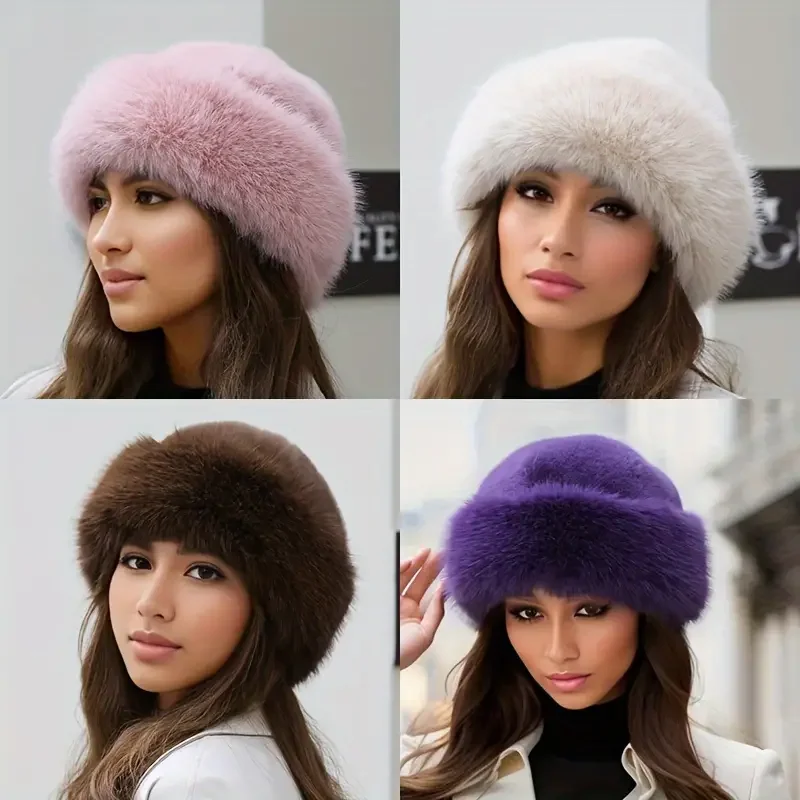 Women's autumn and winter plush thickened hat warm and cold-proof hat casual fisherman hat with earmuffs Women Bucket Hat Women Hat Bucket Hat