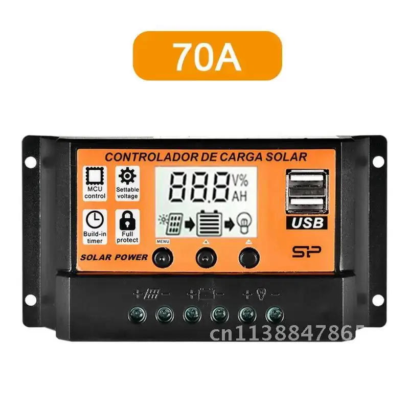 PWM 태양광 충전 컨트롤러, 태양광 전력 레귤레이터, 자동 듀얼 USB LCD 디스플레이 부하 방전기, 100A, 60A, 50A, 40A, 30A, 12V, 24V