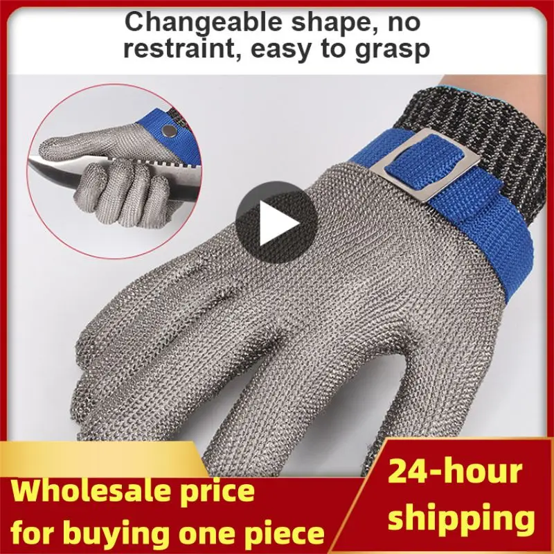 

1-Stainless Steel Gloves Anti-cut Garden Gloves Safety Cut Proof Stab Resistant Wire Metal Mesh Butcher Cut-Resistant Glove