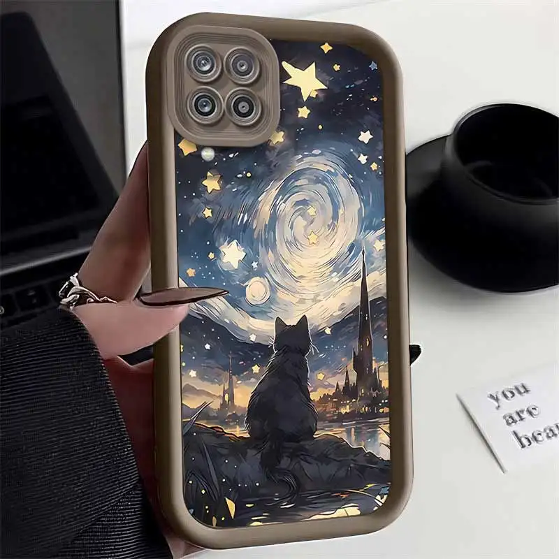 Starry Night Cat Design Sky Eye Phone Case