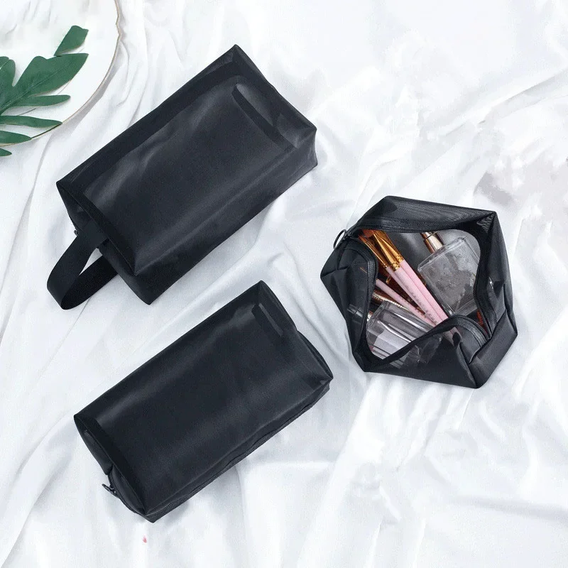 Clear Black Makeup Bag Travel Neceser Toiletry Cosmetic Organizer Bag Pouch Set Women Mesh Small Large Transparent Make Up