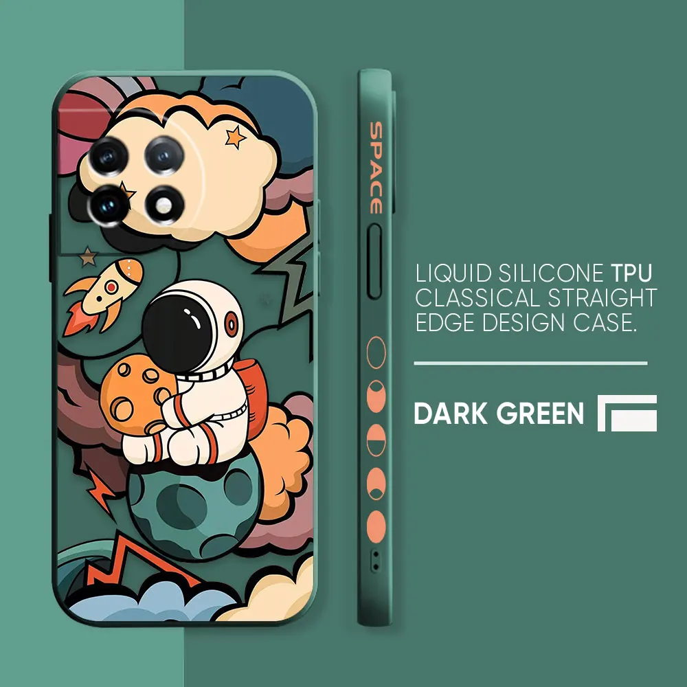 thumbnail image 1 of Case For Oneplus 5 6 9 9R 8 8T 7 7T A3 2 2V NORD 3 2 Lite Pro Simple Liquid Silicone Case Cartoon Spa3 Astronaut, 1 of 5