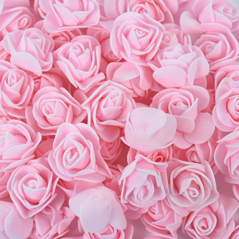 50/100/200 piezas de 3,5 cm de espuma de PE con forma de rosa artificial para bodas, fiestas de cumpleaños, decoración del hogar, bricolaje, oso rosa, regalos para el día de San Valentín