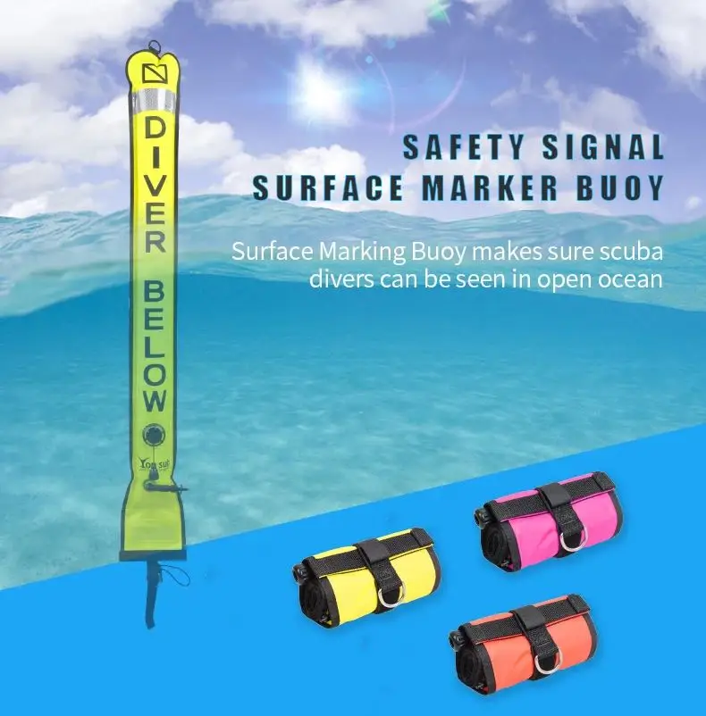 

Diving1.2/1.5/1.8M Surface Buoy SMB Colorful Visibility Safety Signal Tube Inflatable Scuba Diving Signal Marker Buoy Accessory