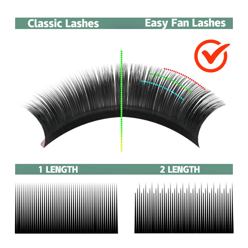 Qeelasee 4 boxes of Mixed Length Auto Flowering Rapid Blooming Fan Easy Eyelashes 3