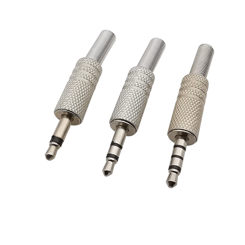 5Pcs Metal 3.5mm Male Plug 2/3/4 Poles Mono/Stereo Audio Headphone Connector Jack TS/TRS/TRRS 3.5mm Plug Soldering DIY Repair