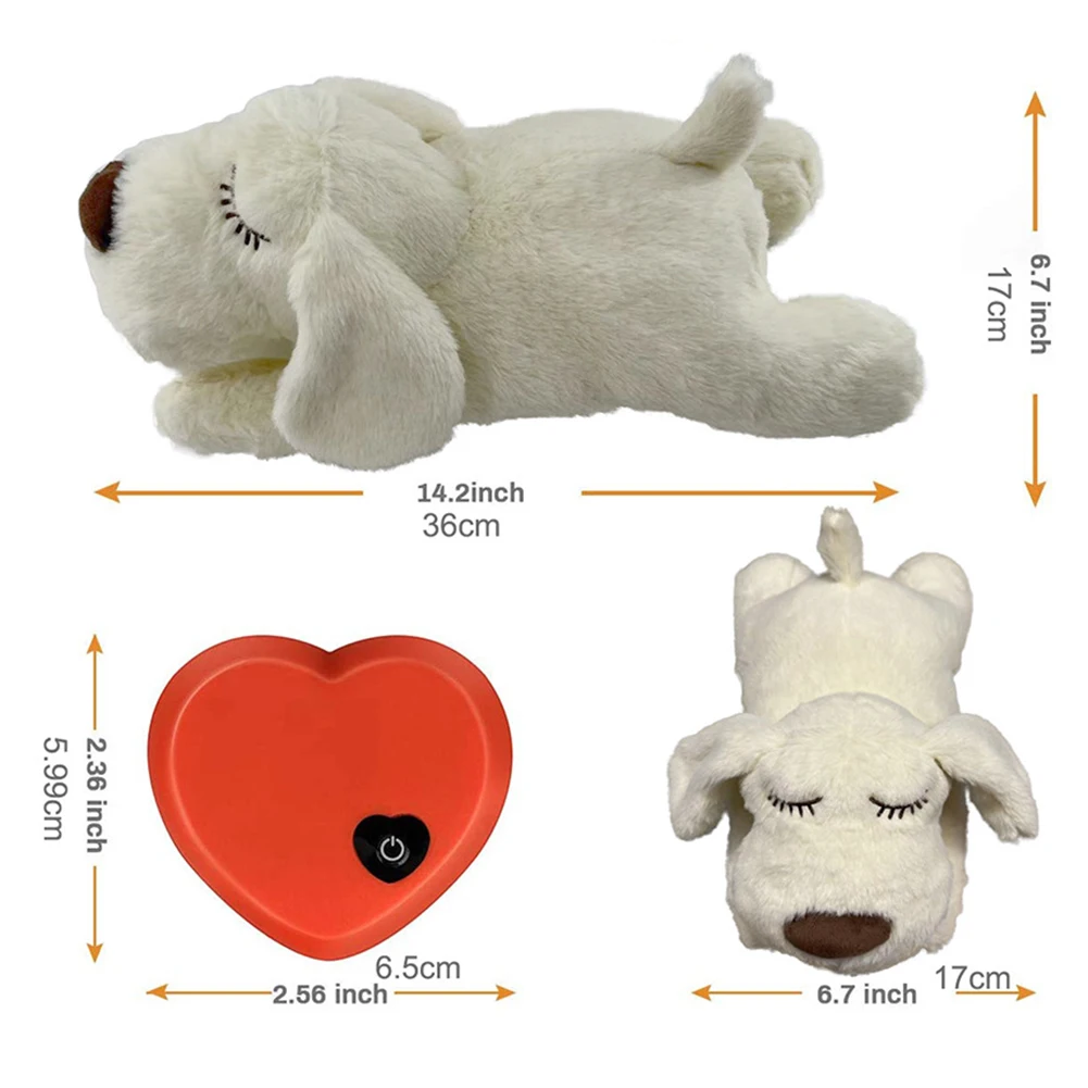 Cute Heartbeat Puppy Behavioral Training Toy Plush Pet Comfortable Snuggle Anxiety Relief Sleep Aid Doll for Home Pets Dog