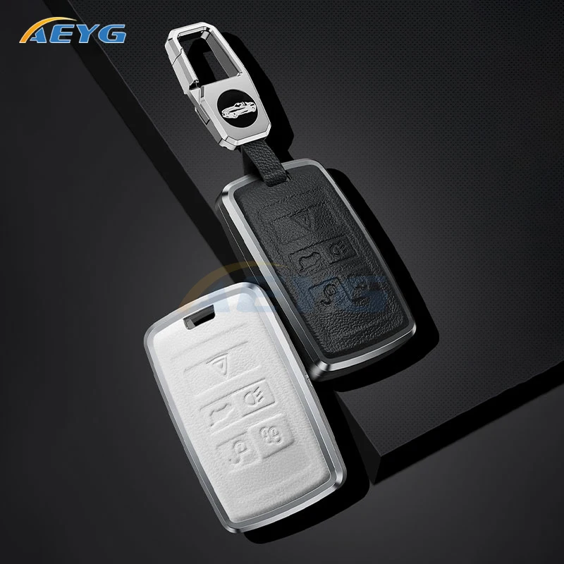 

Leather+Metal Car Key Case Cover For Land Rover Range Rover Sport Evoque Freelander For Jaguar XF XJ XE XJL XF Fob Accessories