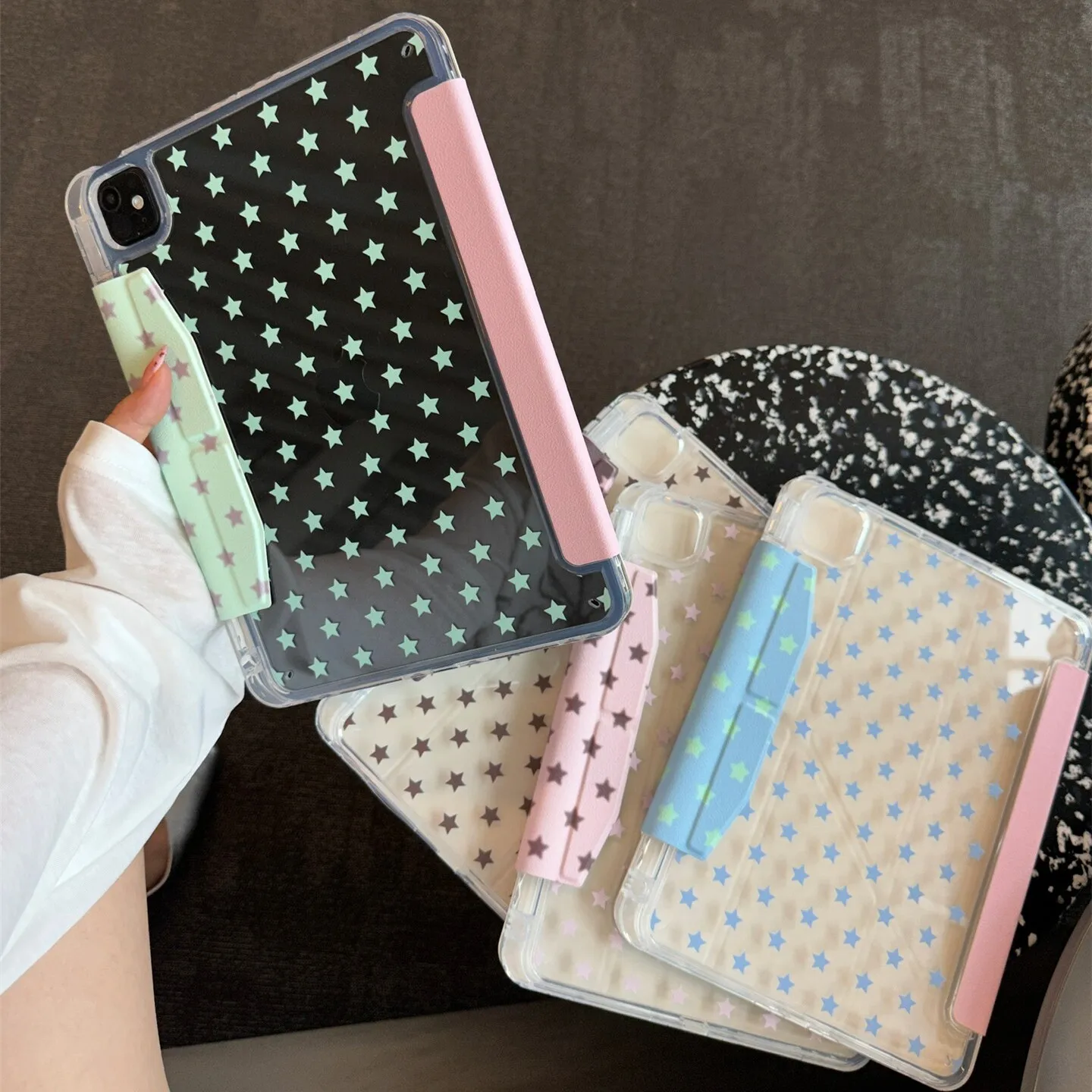 Kawaii Retro Star Mint Green Tablet Cover Case