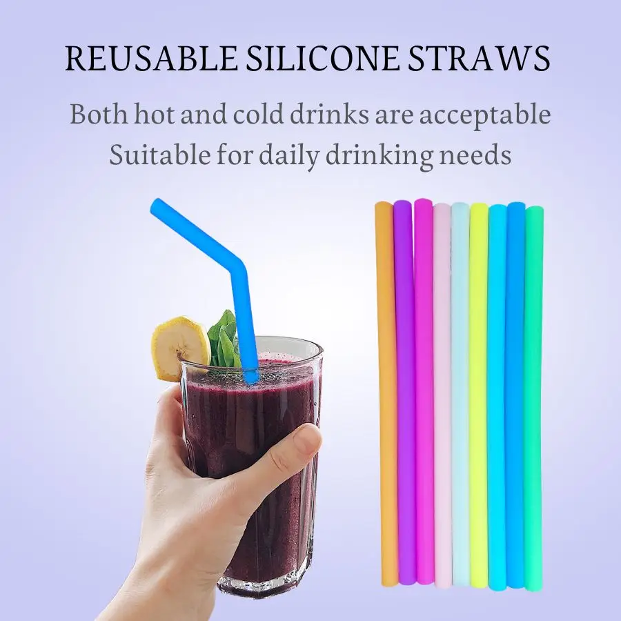 Description Picture 4 of itemOne Piece Two Styles Silicone Straw Straight And Bent Curved It Can Be Bent Length Suitable Juice Casual Drinks Bar Home