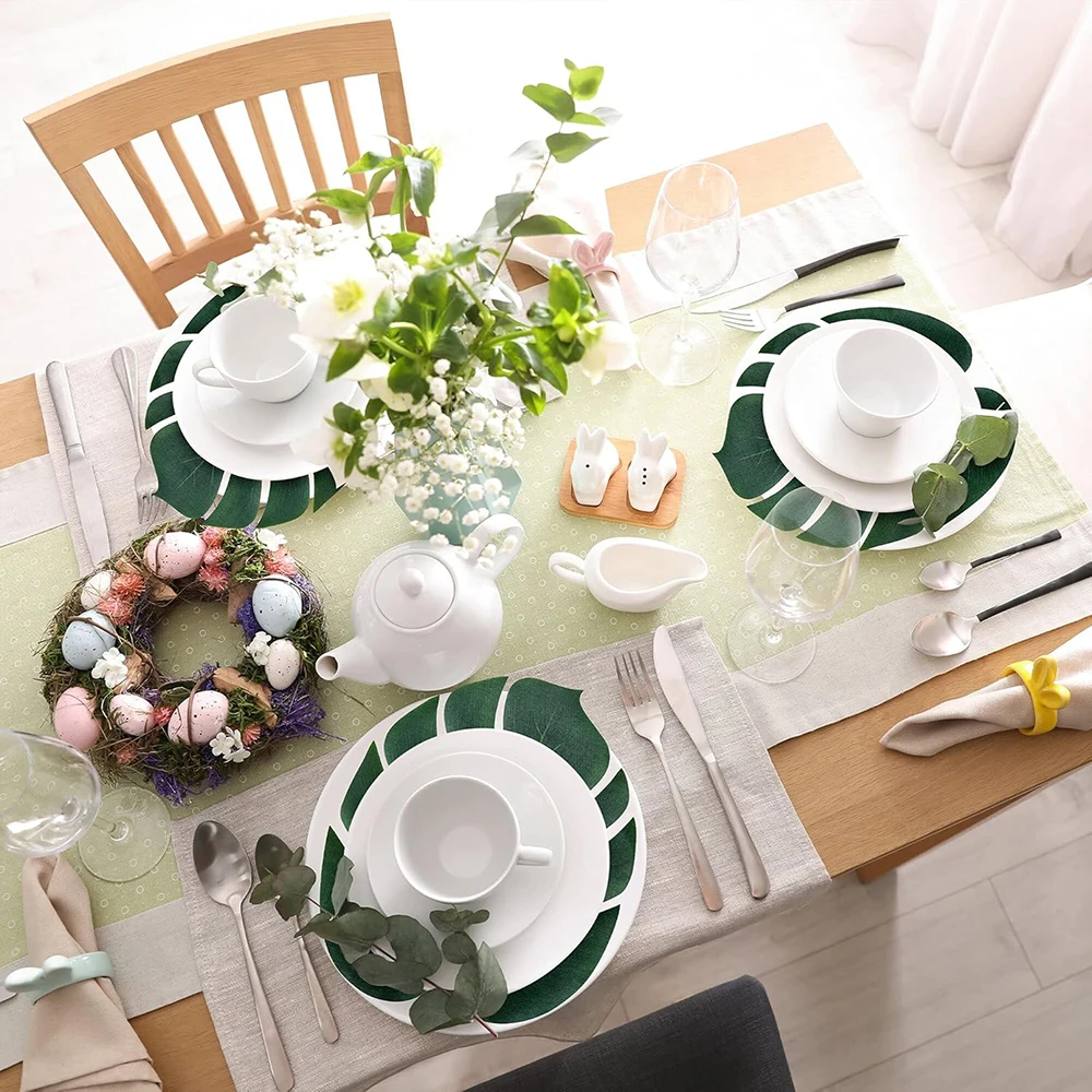 Künstliche Palmblätter, tropische gefälschte Blätter, Monstera-Blatt, Safari, Dschungel, hawaiianischer Luau-Tisch, Hochzeit, Geburtstag, Party-Dekorationen – Detail 6