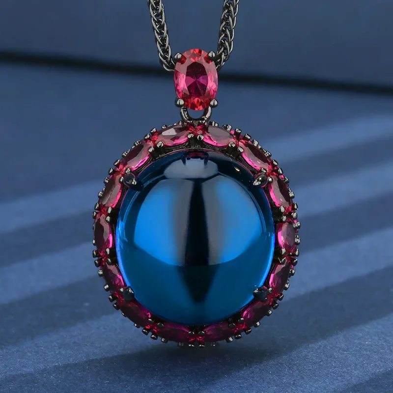 ساحر المزدوج منغم الأحجار الكريمة قلادة قلادة الأز...