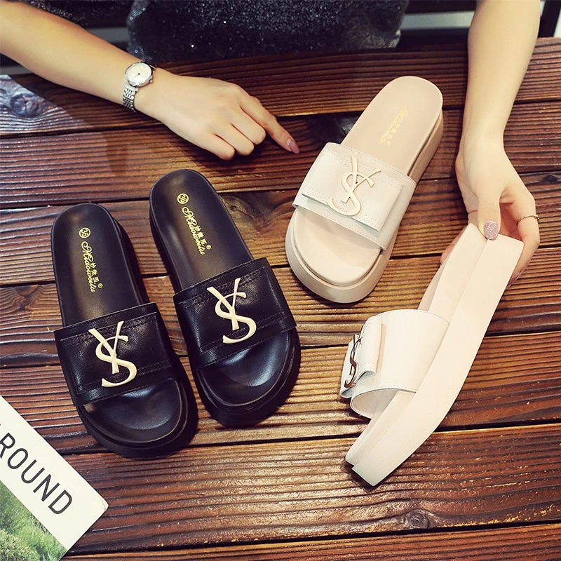 2025 été nouvelles femmes mode lettre Designer sandales décontracté fond épais bout rond en cuir chaussures de plage Ж Dönе Сан ».лии 1 2025 été nouvelles femmes mode lettre Designer sandales décontracté fond épais bout rond en cuir chaussures de plage Ж Dönе Сан ».лии 1