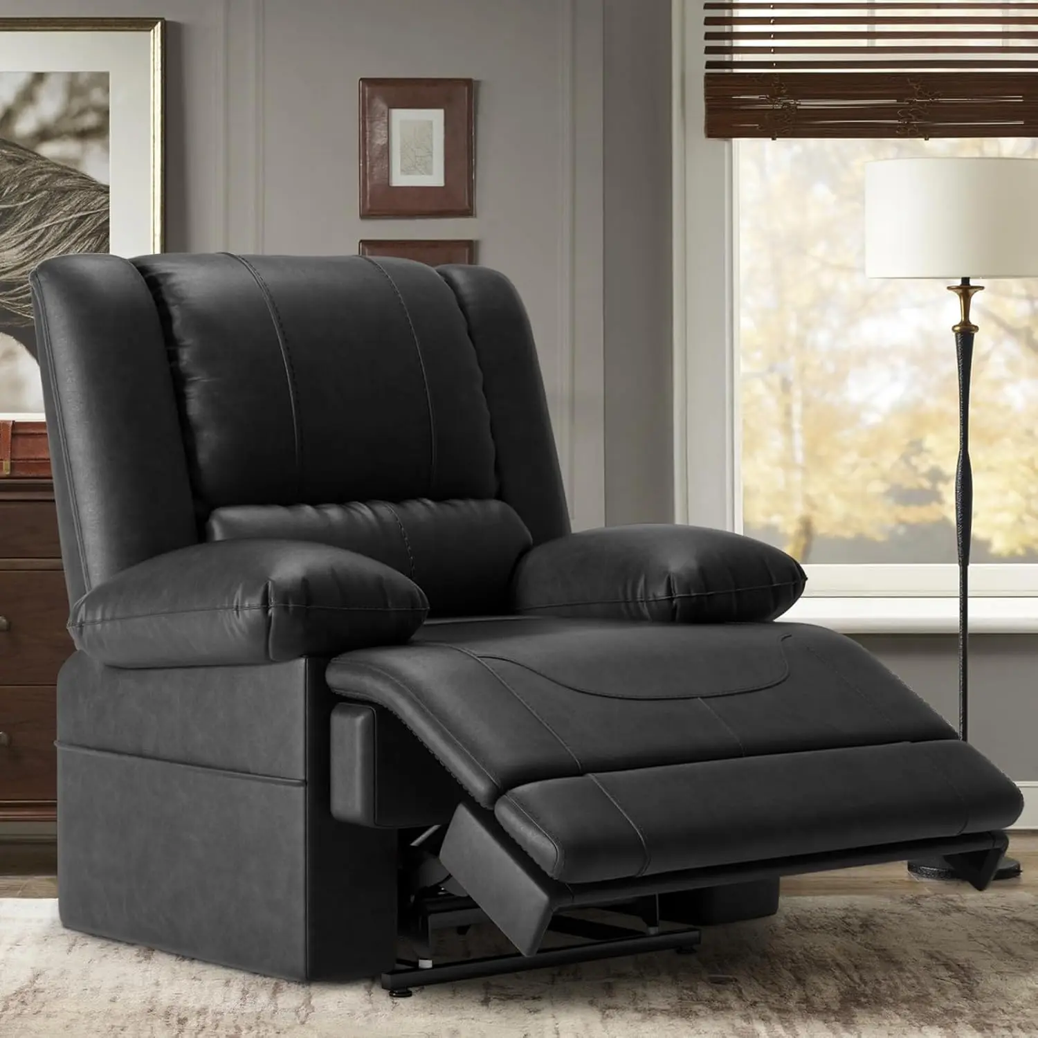 Large Dual Motor Power Lift Recliner Chair with Massage and Heat for Elderly People, Infinite Position,USB Ports and Remote,Cust