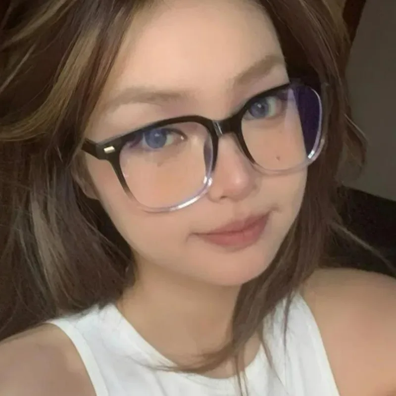 New Simple Large Frame Anti Blue Light Glasses Unisex Classic Square Black Clear Eyeglasses Computer Goggles Anti-UV Sunglasses