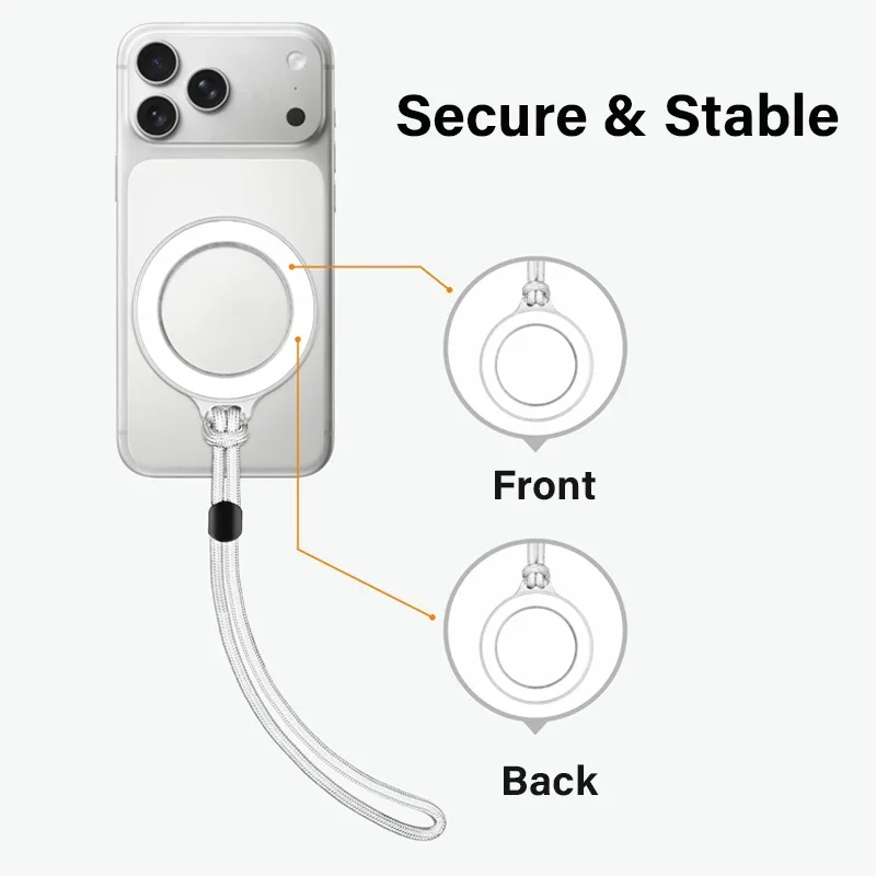 Magnetic Ring Holder with Lanyard - 360° Rotation Foldable Phone Grip