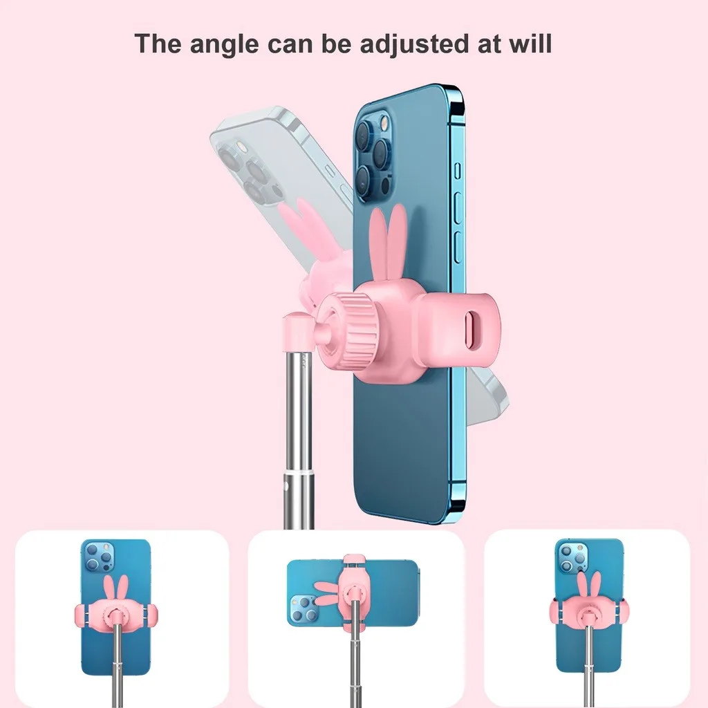 Eary Cute Bunny Phone Holder Height Telescopic Adjustable Desk Stand With 360 Rotatable Multi-Angle Bracket For Video Recording