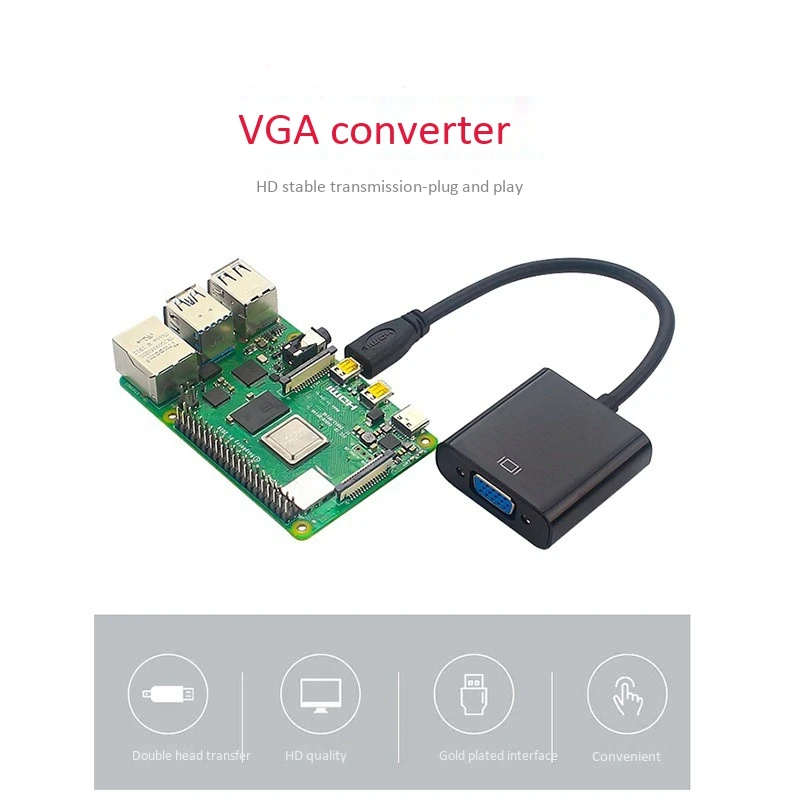 Xbox 카메라 라즈베리 파이 4 용 오디오 잭 USB 전원 케이블, 마이크로 HDMI-VGA 어댑터 케이블, 1080P 비디오 컨버터