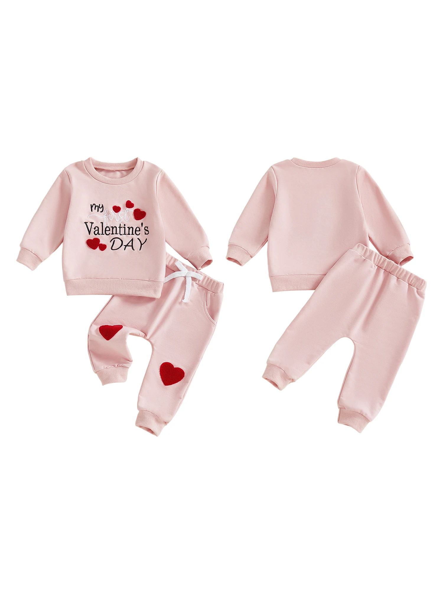 Infant Girl Valentine s Day Outfit Pink Heart Print Ruffle Sleeve Top and Leggings Set for Toddler Baby Girl 2 Pcs Set