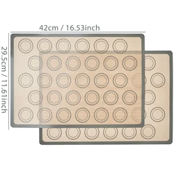 Silicone Non-Stick Reusable Baking Mats - Heat Resistant Bakeware Sheets for Macarons, Cookies, and Bread (Set of 2) (Grey-42x29.5cm-2PCS)