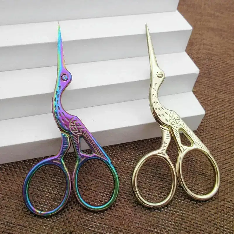 Sewing Scissors Crane Mouth Scissors Retro Cross Stitch Antique Black Vintage Cute Small Sewing Scissor Fishing Thread Cutting DIY Fabric Shears sewing scissors