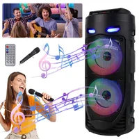 Portable Wireless Bluetooth Speaker Double Subwoofer Deep Bass Lights Boombox Support USB/TF/AUX/FM/MIC for Outdoor Travel Party