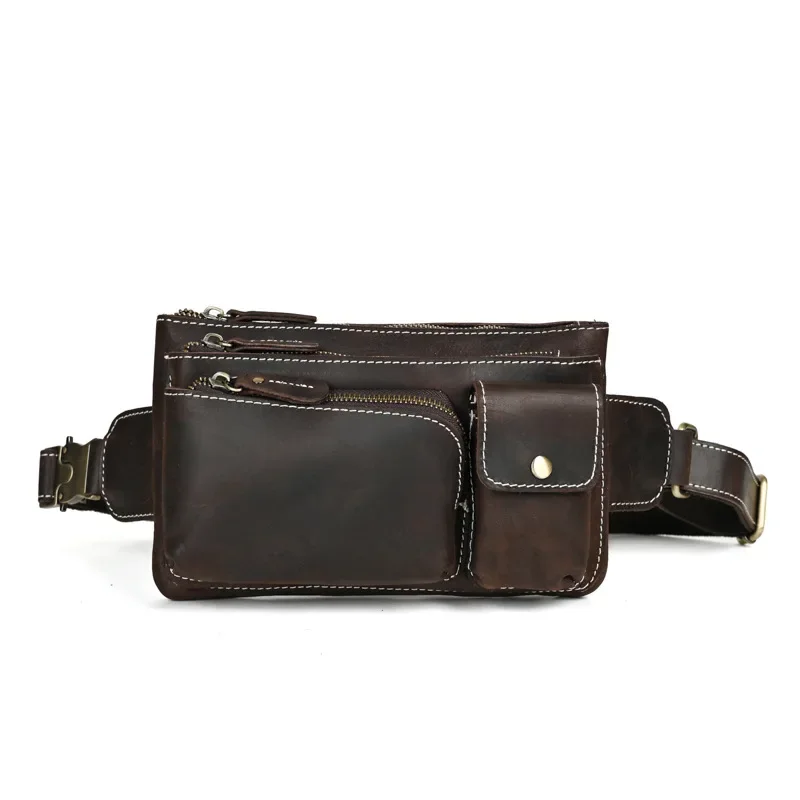 

Waist Pack Chest Bags Wallet for Men Handbag Business Bag Male Outdoor Black Casual Man Genuine Cow Leather Phone Coin Card Bag