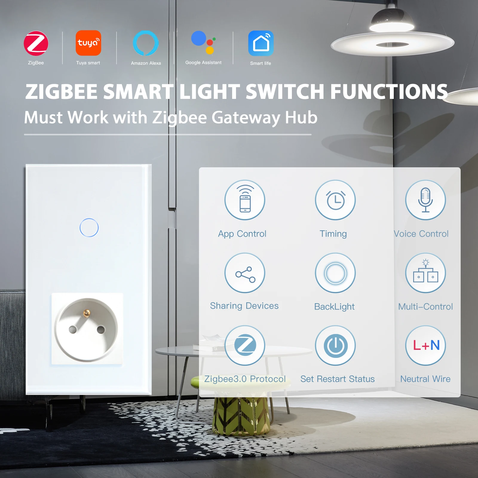 vidro com soquetes franceses normais smart touch usb c 1 gang 2 gang 3gang 02