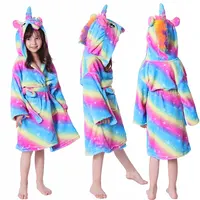 Robe de bain princesse rose pour filles de 3 4 5 6 7 8 9 10 11 12 ans, serviette de bain licorne pour enfants, Kigurumi, peignoir d'hiver pour bébés filles 2