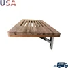 Teak Wood Folding Shower Seat Bench 24" Wall Mounted with Slots Wood Rounded Edges Easy Installation Non-ADA Compliant 4.24KG 1