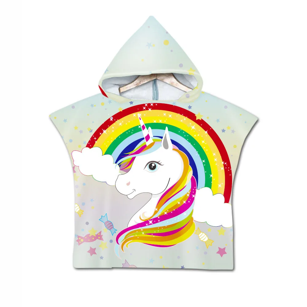 

Microfiber Unicorn Children's Bath Towel Beach Towel Changing Bathrobe Cloak Hooded Swimming Pool Gym Fitness Bath Towel