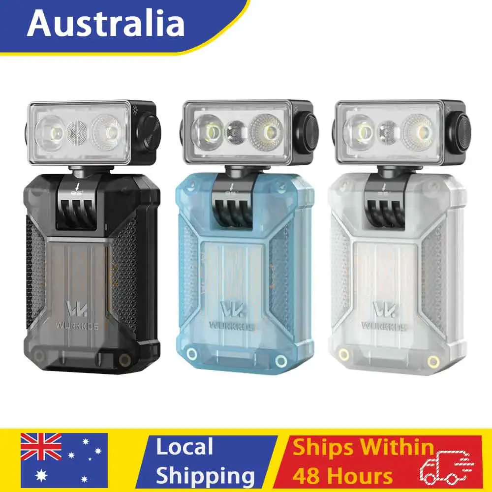 Wurkkos HD04 Mini Flashlight 750 lumens 180° horizontal rotation 3-in-1 spot/flood/RGB modes IPX6 waterproof rating magnetic attachment ideal for camping and emergency use Fast shipping from our Australian overseas warehouse