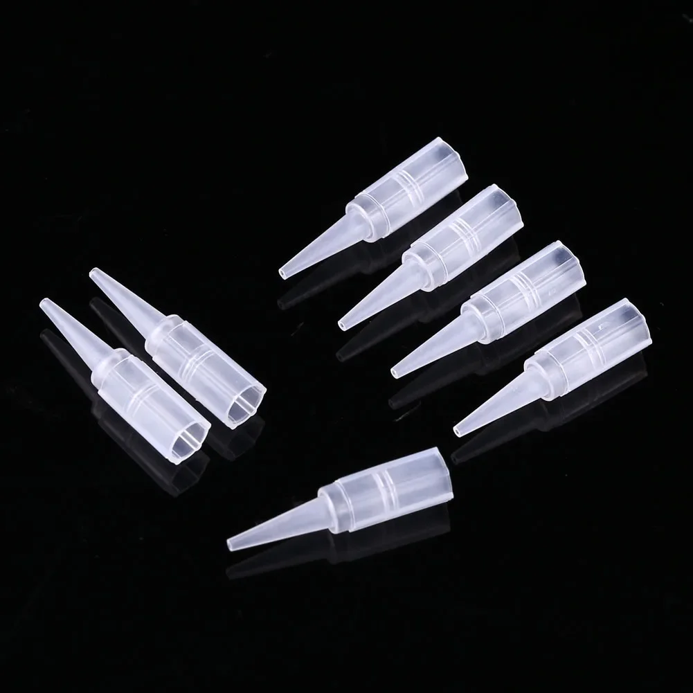 100pcs/bag Tip Caps Disposable Tattoo Nozzle Microblading Pen Needle Tube Plastic Cap Tattoo Accessories 1R 3R 5R