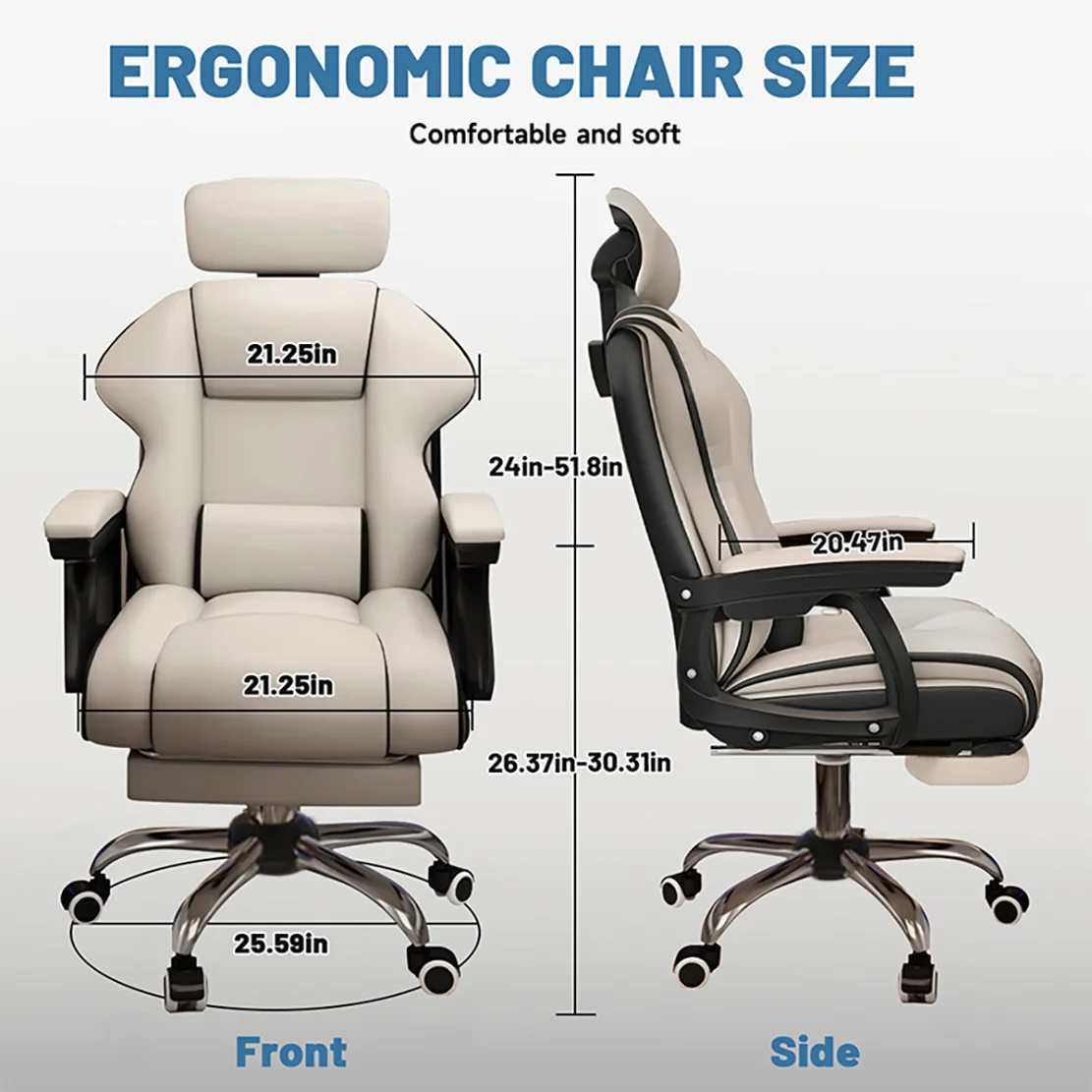 Executive Office Chair Reclining with Footrest Ergonomic Computer Desk with Lumbar Support Big and Tall Home High Back Gaming 2