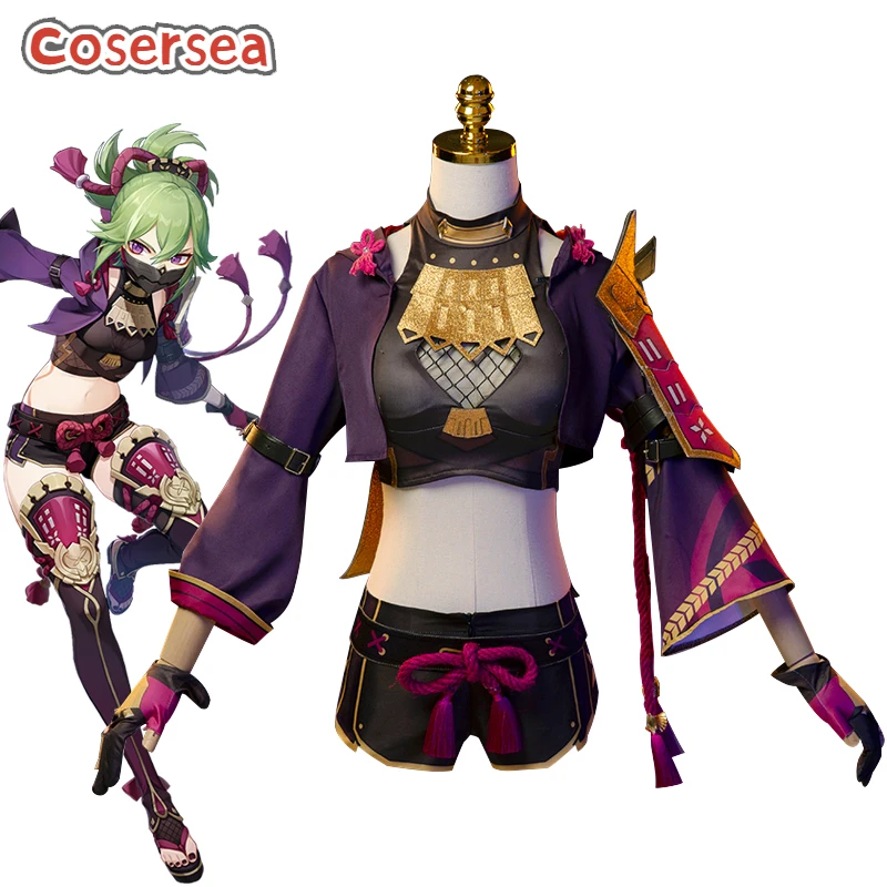 

Cosersea Game Genshin Impact Kuki Shinobu Cosplay Costume Purple Halloween Party Outfit Women Fullset Suit