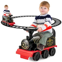 6V Electric Kids Ride On Train Motorized Train Toy w/ Track & 6 Wheels Black 1