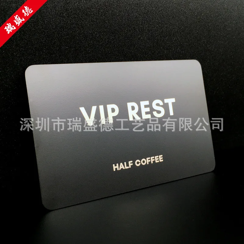 맞춤형. 금속 매트 블랙 명함 맞춤형 레이저 조각 스테인레스 스틸 명함VIPLounge 블랙 명함 Cus