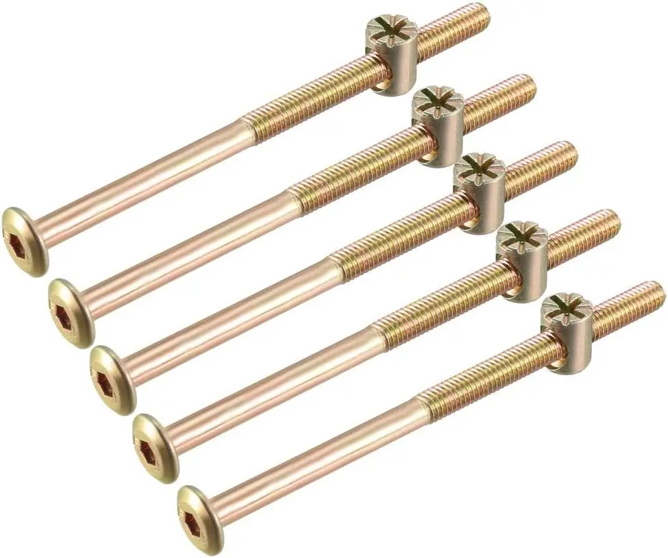 

M6x100mm Furniture Bolt Nut Set Hex Socket Screw 50mm Thread Length with Barrel Nuts for Beds Headboards Chairs 5 Sets