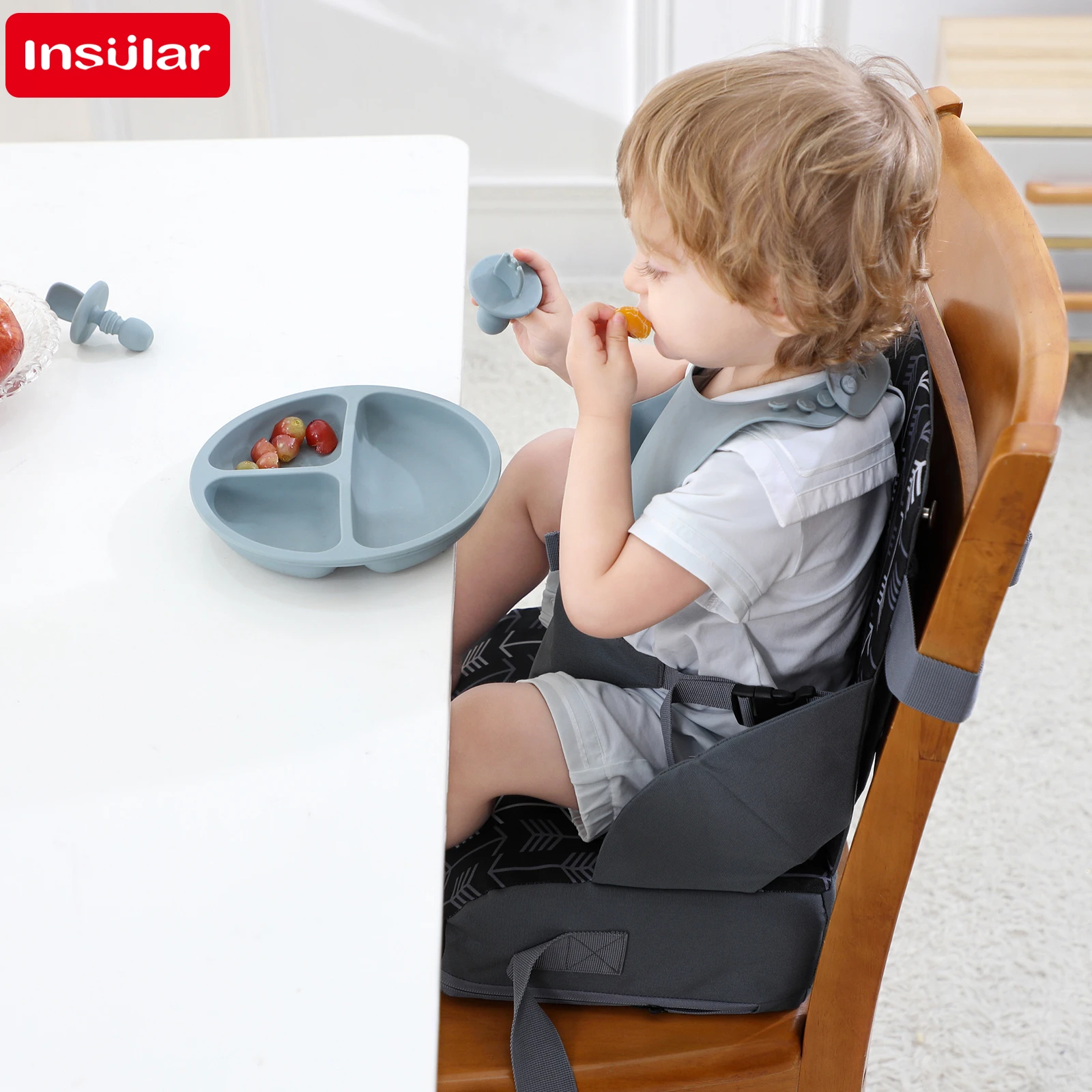 INSULAR Portable Foldable Children's Seat High Cushion Baby Dining Chair High Cushion Children's Travel Supplies
