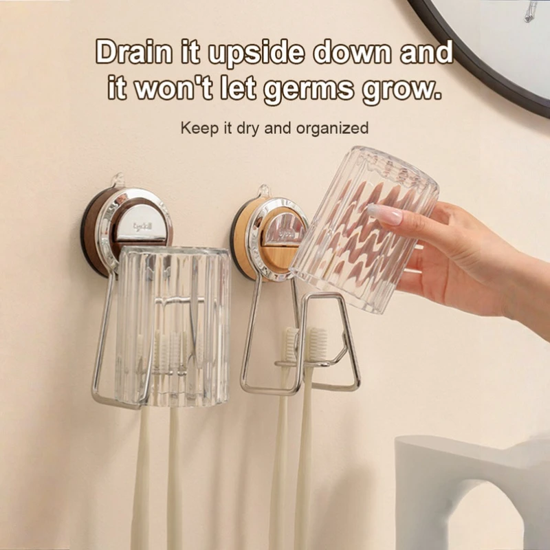 Nonslip Toothbrush Holder Mouthwash Cup Holder Vintage Modern nopunch Adjustable angle Bathroom Strong adsorption Detachable