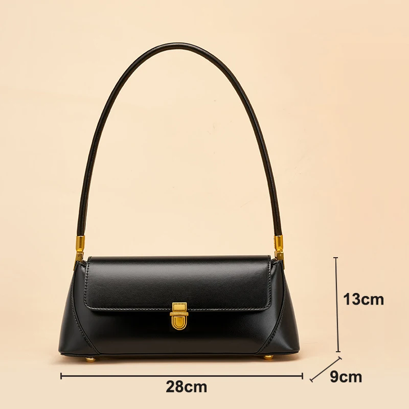 Shoulder Bag Leather Handbag Women's Baguette Bag Genuine Leather Shoulder Bag Cowhide Women Handbags