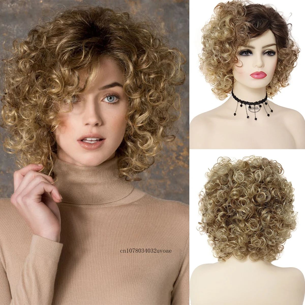 WOKESTAR Parrucche Lunghe E Dritte Per Donne Con Frangia A Tendina, Capelli Sintetici A Strati Biondo Platino Con Radici Scure - Foto 7