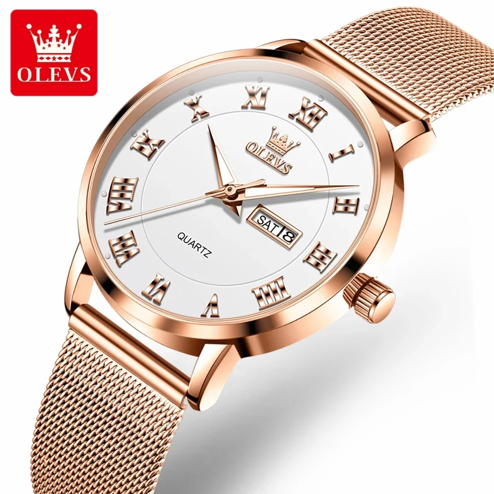 

OLEVS 2920 New Brand Business Luxury Quartz Women's Watch Elegant Rose Gold Wristwatch Waterproof Watch Strap Date Week Watches