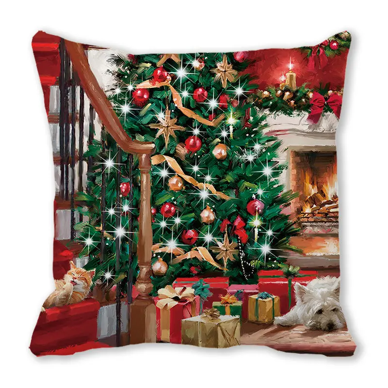 Christmas Home Decor Cushion Cover Ornament Pillowcase 45x45cm Christmas Decorations