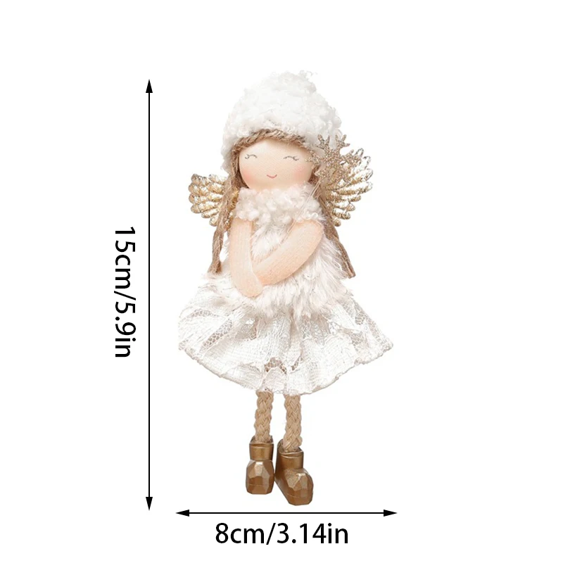 3 Decorazioni Natalizie Angelo Con Ciondolo – Alce E Bambola Peluche Per Albero – Rosa, Grigio, Bianco