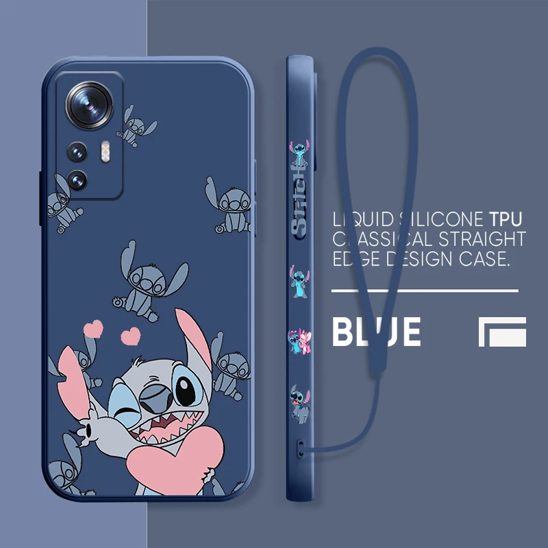 

Stitch Lilo Cute Phone Case For Xiaomi Mi 13 12 11 11T 10 10T 9 9SE Lite Pro Ultra Liquid Left Rope Candy Cover Fundas