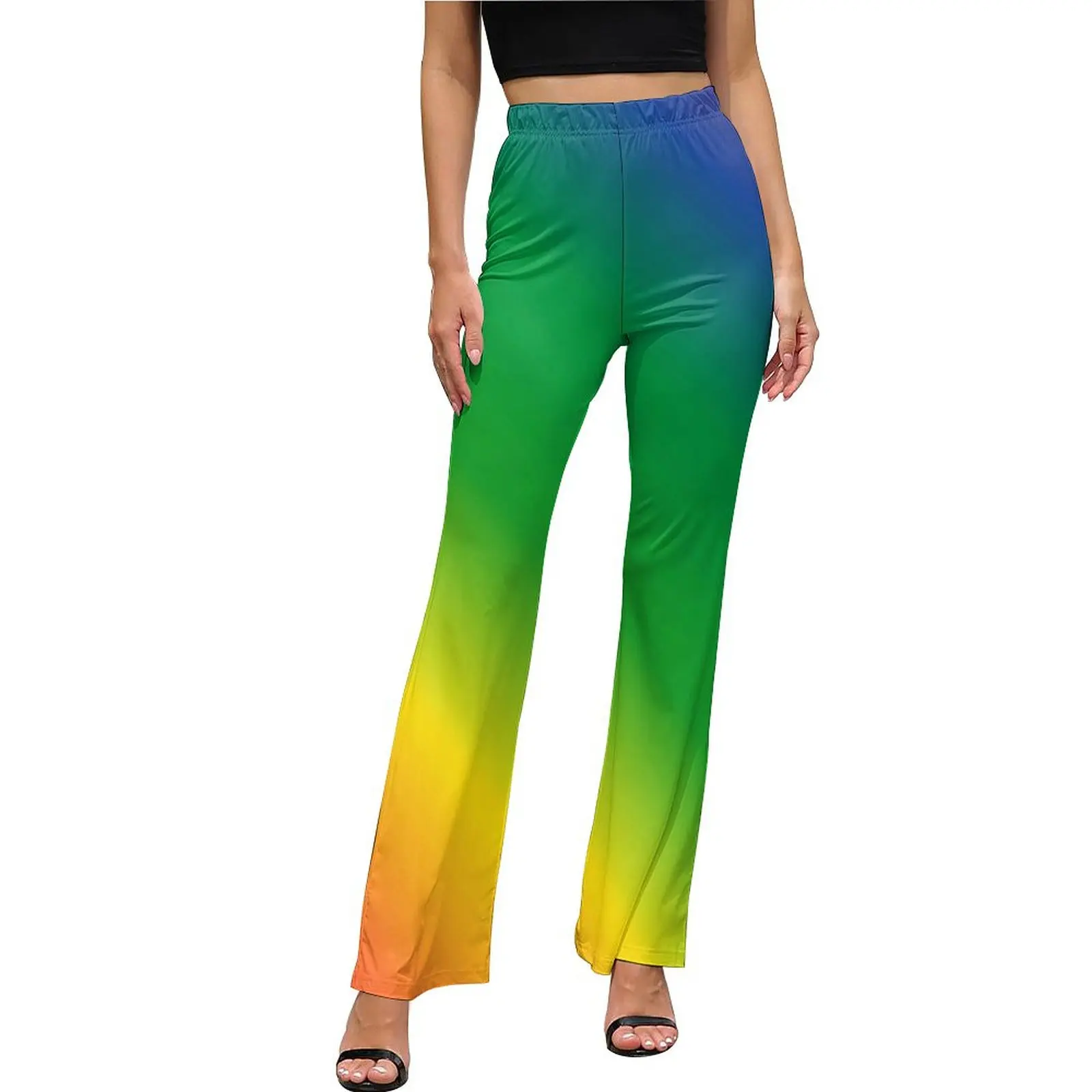 

Брюки ЛГБТ с радужной текстурой, флаг гордости, кавайные расклешенные брюки, осенние женские дизайнерские облегающие брюки