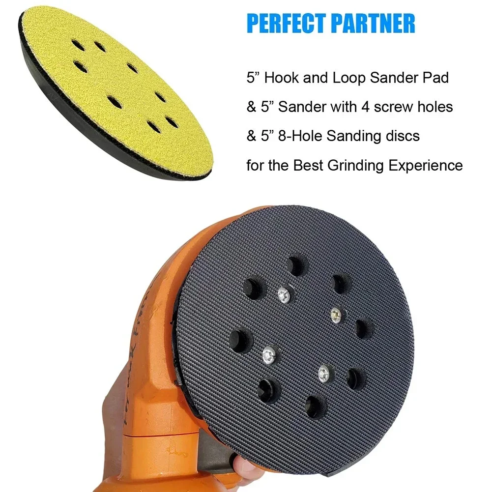 2 PCS 5inch 8 Hole Ring Orbital Sander Replacement Pad Hooks