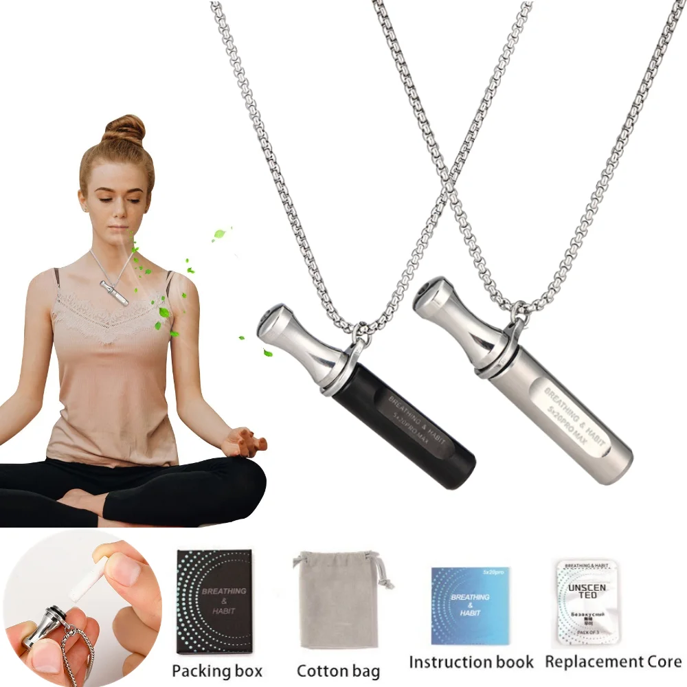 Stainless Steel Mindfulness Breathing Necklace for Anxiety and Stress Relief